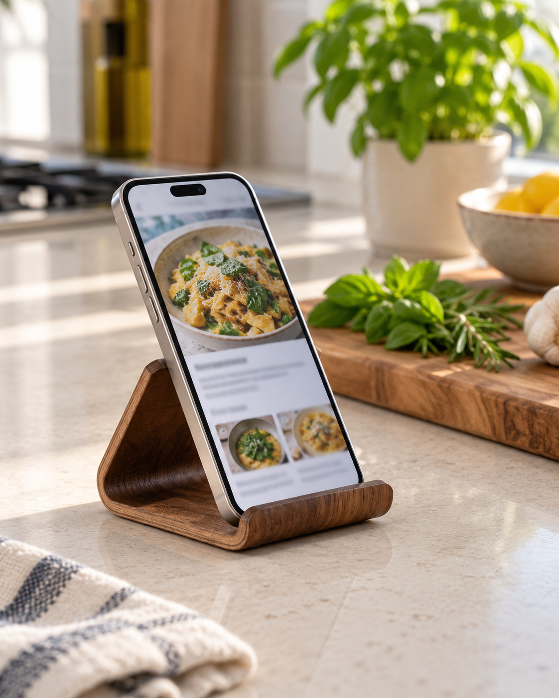 Walnut-Style Phone Stand – Minimalist Desktop Holder