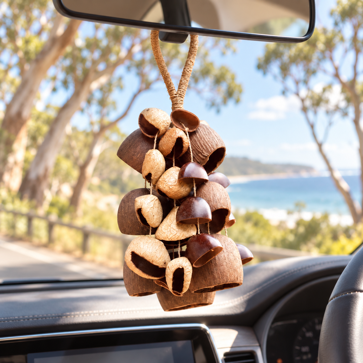 35 cm handmade nutshell decoration with a hanging loop
