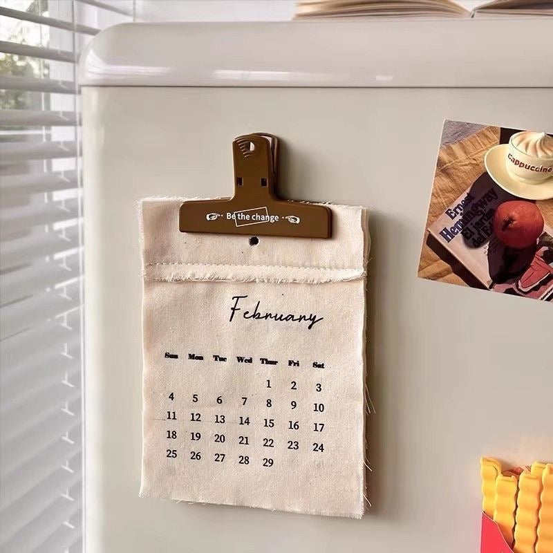 Hanging fabric calendar for a home office, kitchen or study